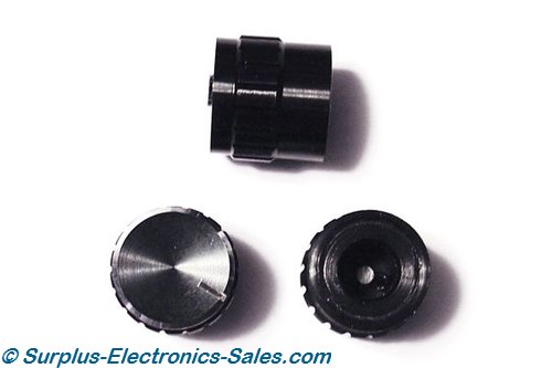 Small Black Aluminum Knob-6mm Split Knurled Shaft
